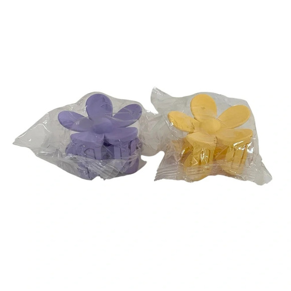 Large Flower Hair Accessories Claw Hair Clips Set of 2 Yellow & Purple NWOT - Picture 9 of 12
